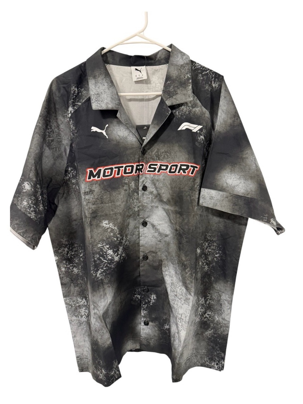 Puma x F1 Formula 1 Motorsport Short Sleeve Button-Down Shirt Black XL NWT